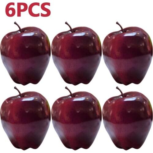6PCS Artificial Red Fruit Food Lifelike Fake Red Delicious Fruits Plant Home Office Party Fake Display Food Decorative Craft