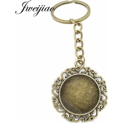 JWEIJIAO 10pcs/lot Round Antique Bronze Cameo 25mm Cabochon Base Setting Pendant DIY Keychain Accessories DZ02