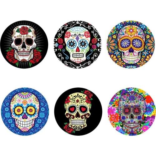 Upetstory Round Floral Sugar Skull Print Mug Coasters Custom Designer Teacup Mat Dining Table Placemat Cup Mats Pads