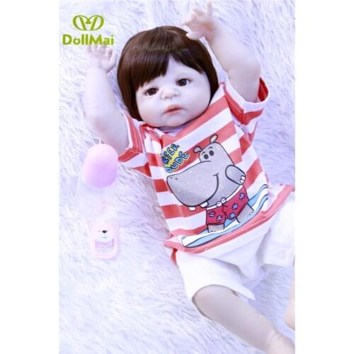 Reborn real baby doll 23"57cm full silicone reborn baby boy girl dolls for children gift toys bebe boneca reborn menino