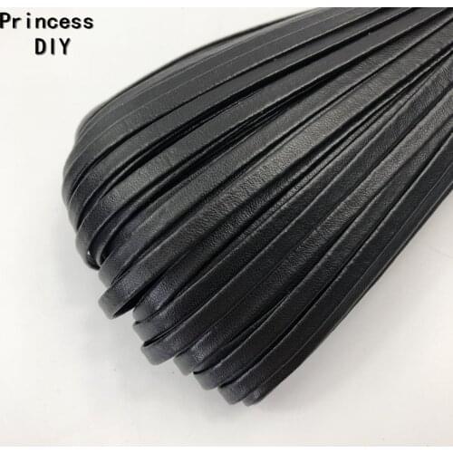 20M/Lot Jewelry Making Finding 5mm Black PU Ribbon Faux Leather Flat Cord String Bias DIY Collar Aliceband Accessories Trim