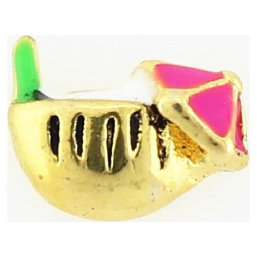 Hot selling Coconut milk drink floating charms living glass memory pendant floating locket for diy jewelry