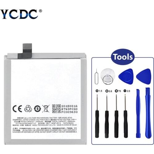 New 3.8V 2500mAh Rechargeable Li-ion Battery BT43 PCB Protected Phone Battery Replacement For Meizu M1 With Phones Repair Tools