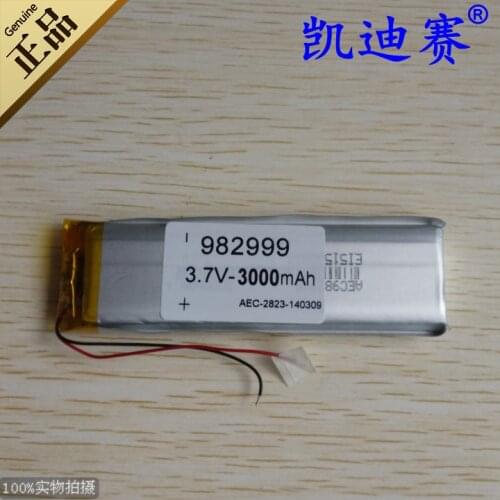 3.7V 982999 3000mAh lithium polymer battery GPS navigation LED speakers Rechargeable Li-ion Cell Rechargeable Li-ion Cell