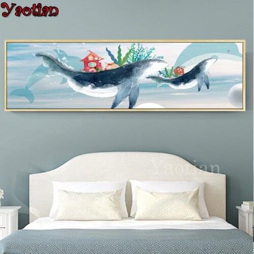 Cartoon dolphin house Diamond Mosaic Crystal Painting Rhinestones Embroidery Bead Cross Stitch 5D Diamond Painting Accessories