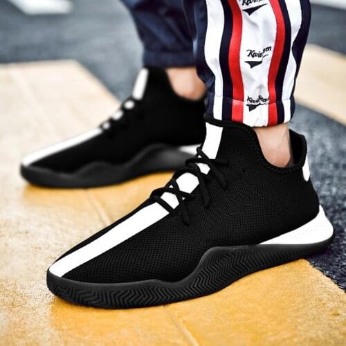 OLOMM 2019 summer new mens casual breathable flying woven mesh Korean fashion black and white shoes mens shoes DD-64