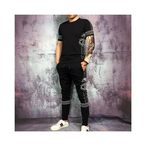 Freeship mens set embroidery fashion bling set sweatshirts/short sleeve T shirt with pants/elastic waist show/club/top
