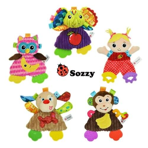 New Cartoon Animal Infant Baby Crib Stroller Hanging Toy Teether Doll Multi Function Baby Rattle Bell Hot Sale