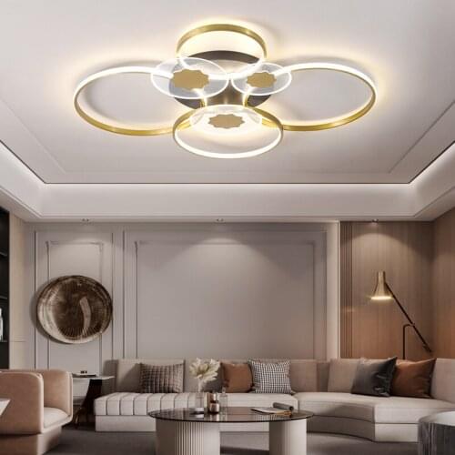 New Gold Rings Office Dining Room Bedroom Kitchen Kids Room Auditorium Ceiling Lights Indoor Home Decorative AC90-260V Fixtures