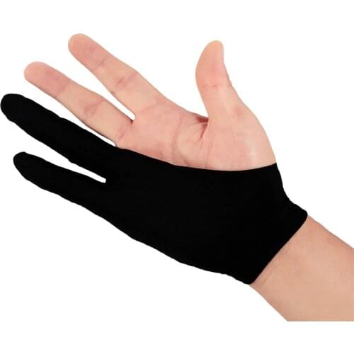 10moons Two-Finger Anti-Skid Black Artist Lycra Glove for Graphics Tablet/LED Light Box/Pen Display--Free Size