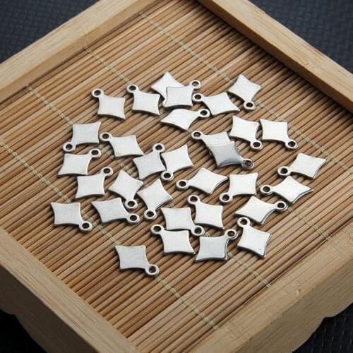 Semitree 20pcs Small Stainless Steel Rhombus Pendant Charms for DIY Necklace Bracelet Jewelry Making Extension Chain Tail Charm
