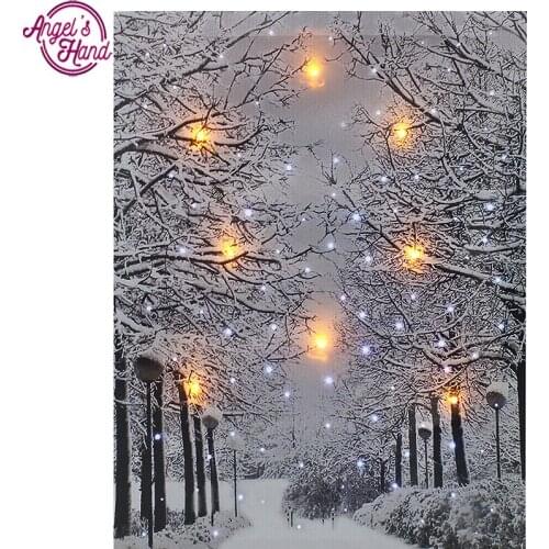 Full square diamond 5D DIY diamond embroidery snow street scenery diamond painting Cross Stitch Rhinestone mosaic decoration CX