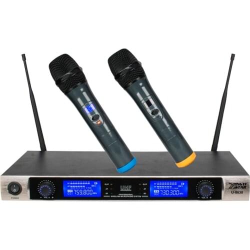 Professional UHF Microphone Wireless Karaoke System Dual Handheld Cordless Mic LED Display Receiver For KTV Stage Singing Mike