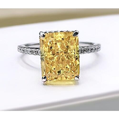 Luxury 100% 925 Sterling Silver Radiant Cut Aquamarine Created Moissanite Gemstone Fahion Engagement Ring For Women Fine Jewelry