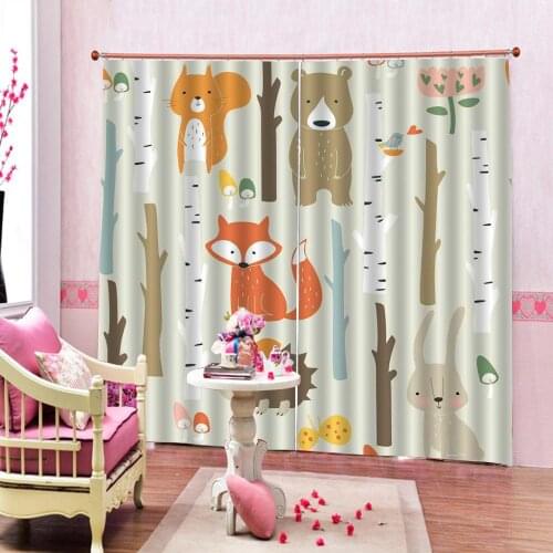 Luxury 3D Window Curtains Living Room wedding bedroom cartoon curtains Blackout curtain