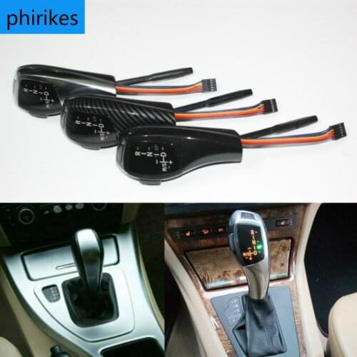 Shifter Lever PU Leather Carbon Fiber Black Silver for 3 5 Series E60 E61 2004-2007 E46 Accessories LED Gear Shift Knob