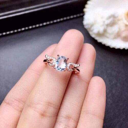 The Best Gift For your mother Aquamarine Ring Wedding Engagement Rings for Women 925 sterling silver Aquamarine Ring
