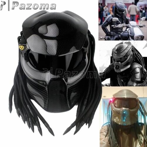 Predator Motorcycle Helmet Black Carbon Fiber Full Face Adult Iron Warrior Predator Helmet Motorbike Helmet S M L XL XXL Mask