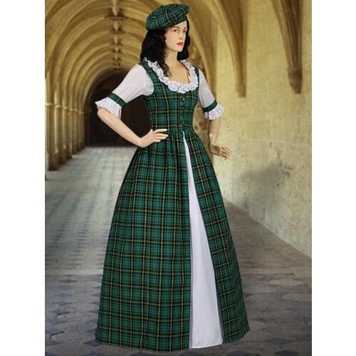 Scottish Highland Tartan Two Piece Traditional Dress Handmade in Tartan Plaid for women adult dress