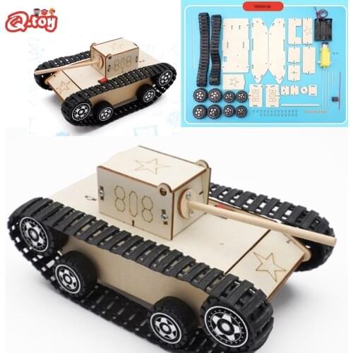 STEM Toys DIY Wooden Tank Model Science Kit STEM Assembly Toys Physics Electricity School Project Scientific Experiment Toys
