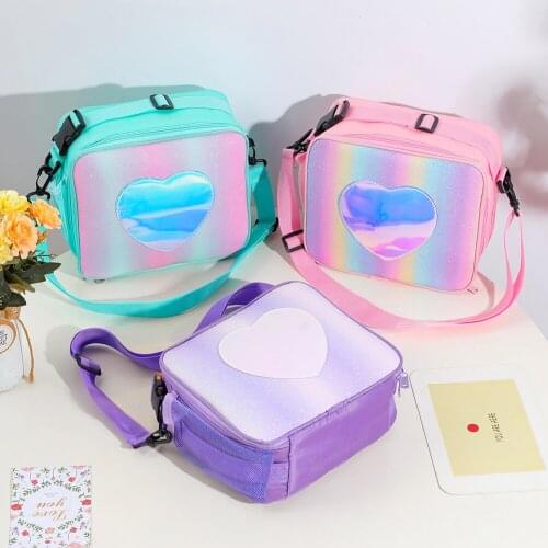Laser Shoulder Crossbody Messenger Bag for Women Kids Lunch Insulated Girls Picnic Food Container Cooler Lunchbox Bag