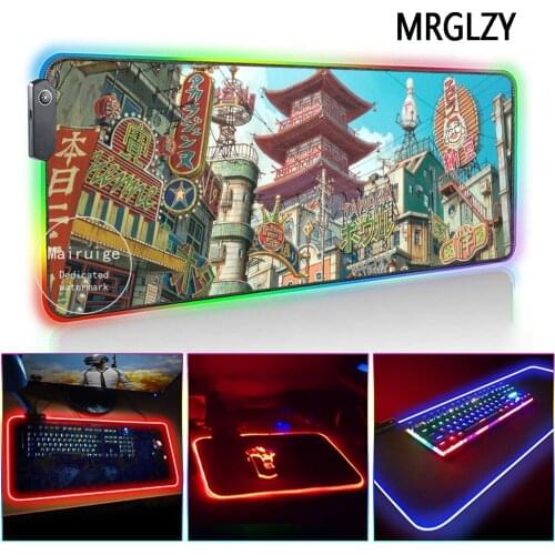 MRGLZY Hot Sale 40*90CM LED Light RGB LargeMouse Pad XXL Anime Cartoon DeskMat Gaming Accessories for PC Laptop Keyboard MiceMat