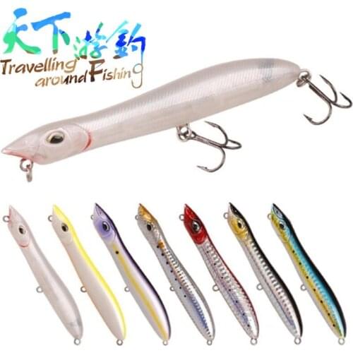 TAF Fishing Lure 105mm 10.33g Topwater Floating Popper Pencil Wobbblers Snake Head Fishing Lures Sea Bass Pike Bait Treble Hooks