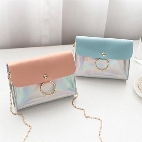 Versatile Fashion Laser Crossbody Bag Chain Bag Autumn Ring Circle Ladies Chic Casual Single Shoulder Bags Evening Clutch Bag