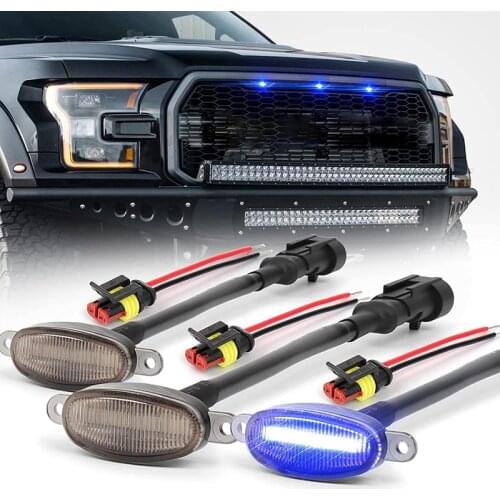 External Amber LED Lights Decoration, LED Front Grille Lights for F150 F250 F350 Raptor 2004-2019 Grille Running Lamps
