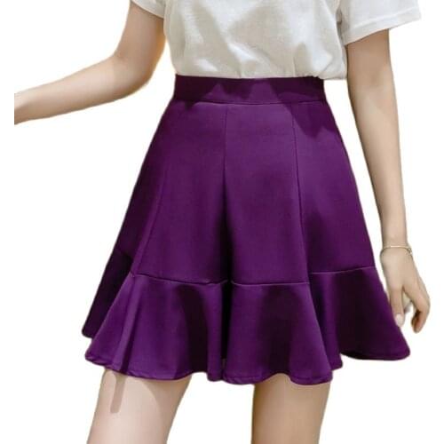 Skirt Women Clothing Casual Solid Ruffles Woman Skirts High Waist A-Line Mini Skirts Summer Short Skirt Female 2021 Jupe Femme