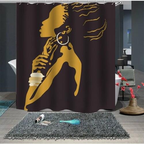 New Bathroom Curtain Nature Waterproof Polyester Fabric Fashion Girl African Woman Simple Shower Curtain Customizable