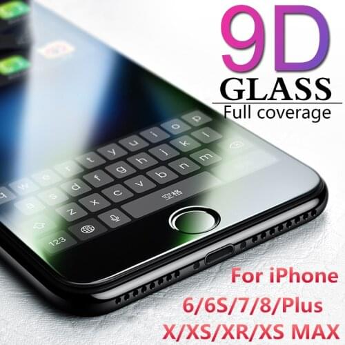 NFH 9D Case Protective Glass on For iPhone 12 Mini 11 Pro X XR XS Max Tempered Glass For iPhone 6 6S 7 8 Plus Film Screen Protec