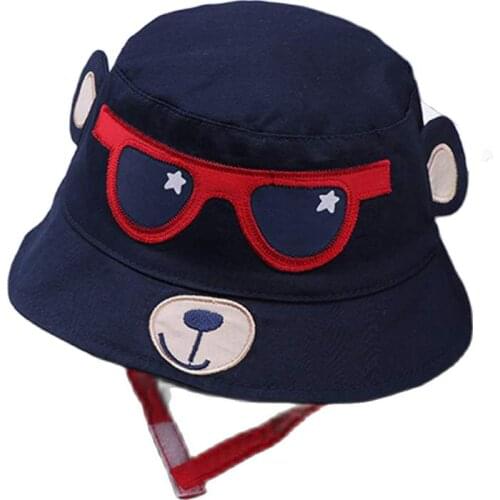 Lovely Baby Hat Soft Cotton Spring Summer Bucket Hat Baby Boy Girl Cartoon Bear Star Prints Cap Kids Fishing Hat