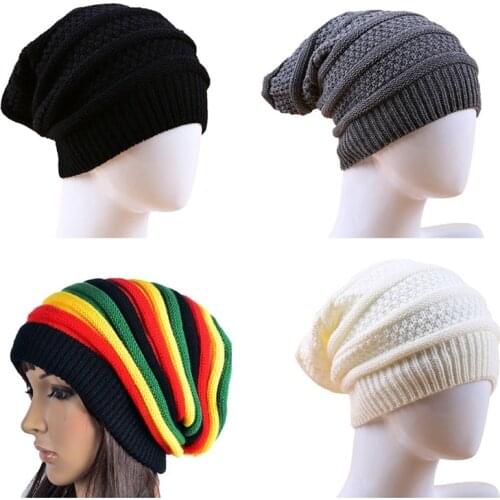 Winter Striped Men Women Jamaica Rasta Reggae Rainbow Wool Knitted Beanie Hats Casual Cheap Caps Bonnet Girl Boy