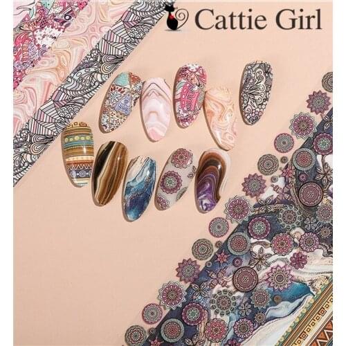 10 Rolls/Set Nails Foil Stickers Bohemia Design Marble Stone Manicure Nail Art Transfer Paper Nails Art Decals