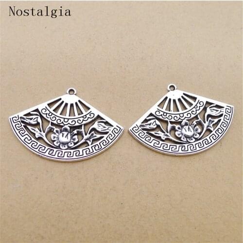 10pcs Charms flower Folding fan Alloy Pendants For Earrings Necklace Making DIY Vintage Tibetan Silver Jewelry Charm findings