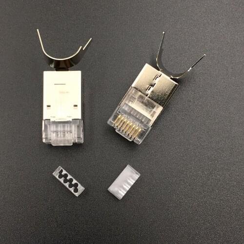 100PCS CAT7 RJ45 Connector Modular 8P8C Network Cable shielded Connector Adapter for Cat7 Ethernet Cable Plugs Heads