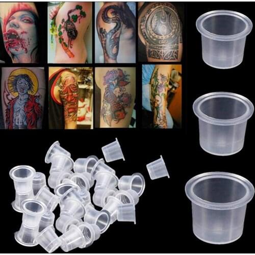 100PCS Clear Tattoo Ink Cups Tattoo Kits Accessory Plastic Disposable Microblading Permanent Makeup Pigment Holder Container Cap