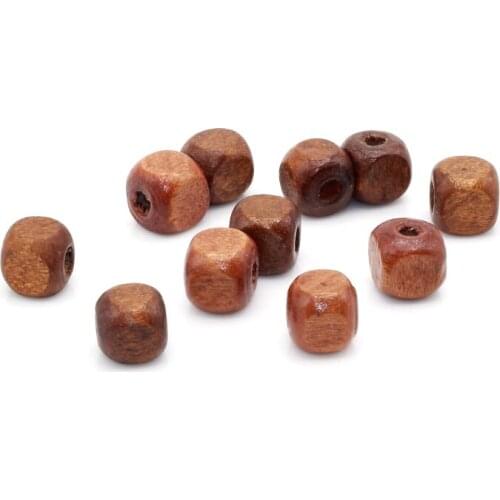 200pcs/lot Brown Square Wooden Bead For DIY Handmade Bracelet Necklace And Finding MZ008