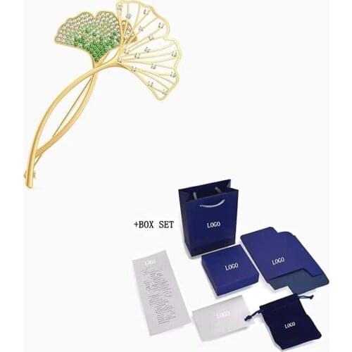 2020 Fashion Jewelry SWA New STUNNING GINKO BROOCH Gold Exquisite Ginkgo Leaf Decoration Ladies All-Match Luxury Jewelry Gift