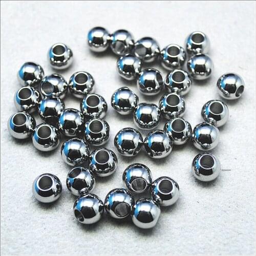 50pcs stainless steel matching beads big hole 4mm 6mm 8mm 10mm round shape for your diy jewelry making silver colors free ship