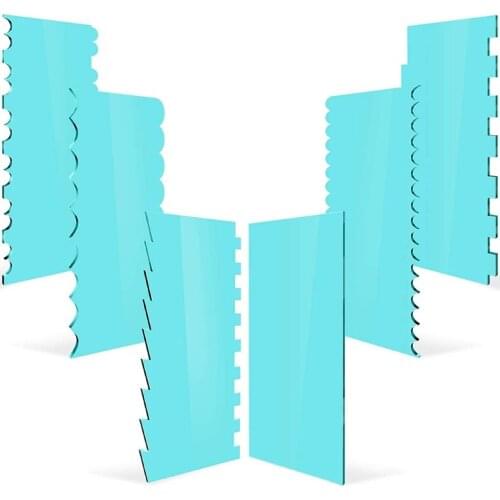 6 Pieces Acrylic Icing Frosting Buttercream Large Cakes Smoother Scrapers Light Blue Cake Smoother Scraper for Cake Edge