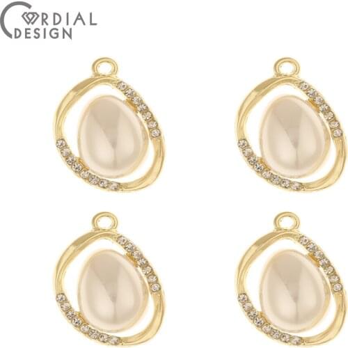 Cordial Design 50Pcs 14*22MM Jewelry Accessories/Rhinestone Pendants/Hand Made/Irregular Shape/Imitation Pearl/DIY Making