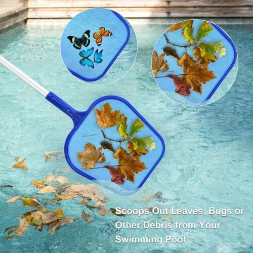 Pool garbage skimmer 5-section removable fine net Leaf catcher Pool cleaning net Convenient, with 10 filter socks для бассейна