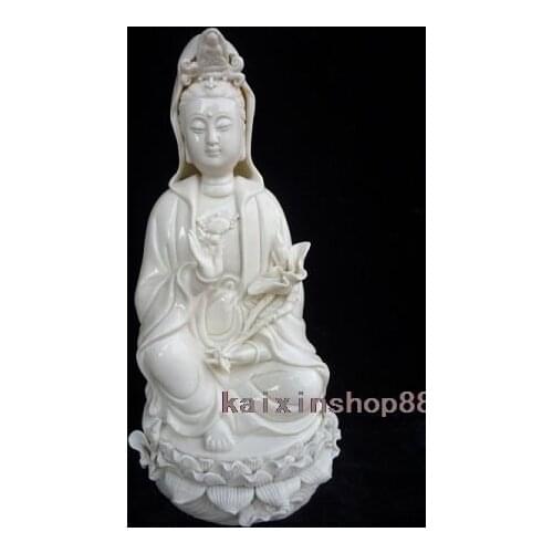 Blanc De China Dehua Porcelain Statue Of Kwan-yin & Kid