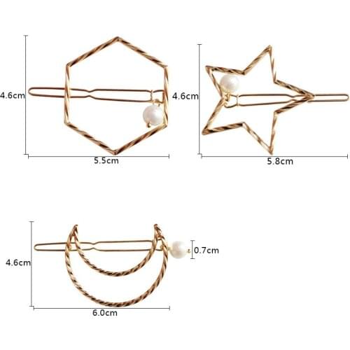 Free shipping 10pcs/lot fashion accessories metal pearl hexagon moon star barrettes hairclip hair pin clip Clamp Ornaments