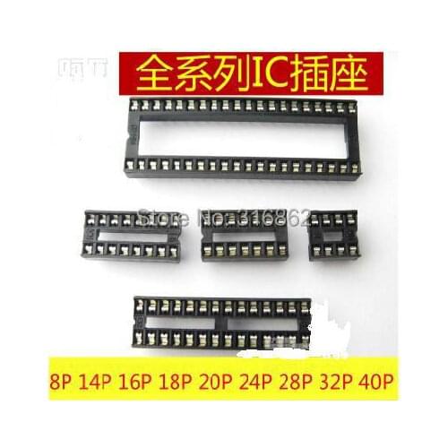 Free shipping 45pcs Assorted DIP Sockets 8,14,16,18,20,24,28,32,40 pin