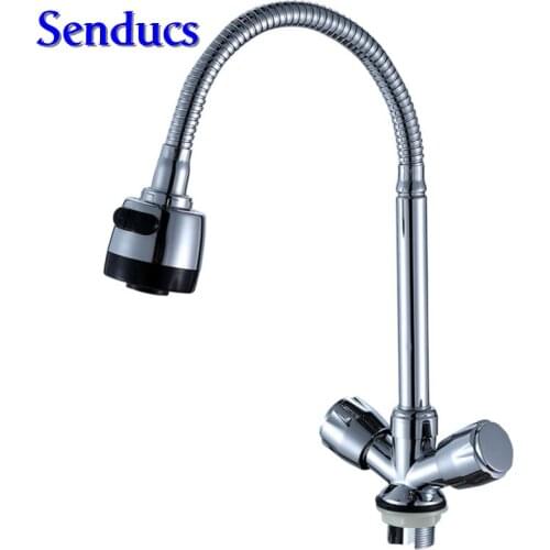 Free shipping hot sale dual handle kitchen sink mixer tap with polished chrome kitchen mixer tap of zinc alloy water mixer taps