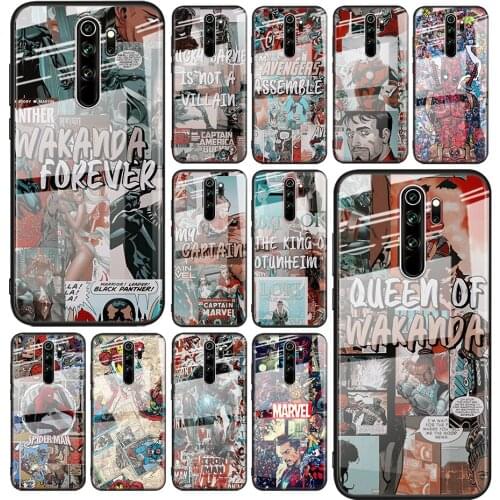 Tempered Glass Cover Marvel retro comic superhero For Xiaomi Redmi Note 10 10S 9T 9S 9 8T 8 7 5G Pro Max Phone Case Shell
