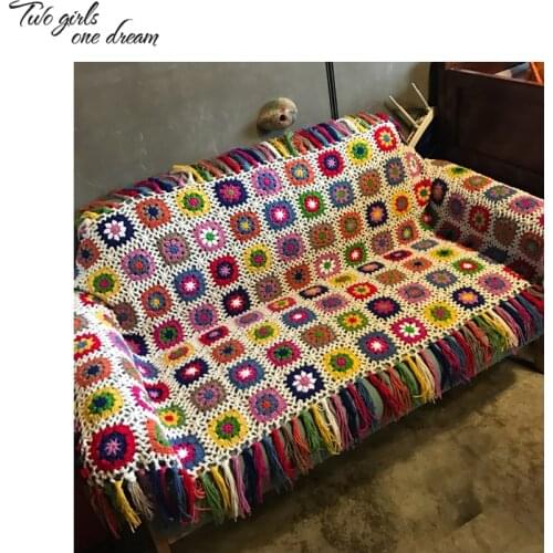 DIY Handmade Crocheted Flower Tablecloth Mats Fashion Carpet Crochet Blanket Bed or Sofa Cover Cushion Crochet Table Mat 90x200c
